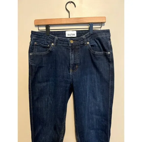 DU/ER Performance Denim Mid Rise Slim Straight in Dark Stone Women's Size 30x32 - Picture 8 of 14